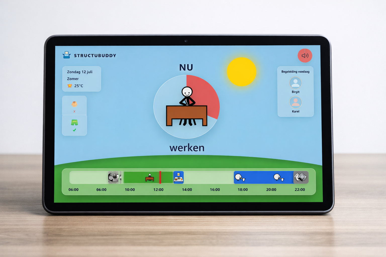 Interface van Structubuddy Kiosk op een tablet